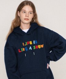 [UNISEX]レインボーライフスマイルロゴフードティー_ネイビー