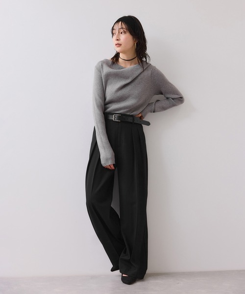 VIS（ビス）の「【美得】もちもちドレープオフショルダーリブニット/イージーケア（ニット/セーター・レディース・ブラック/ピンク/オフホワイト/グレー・FREE）」の13枚目の写真