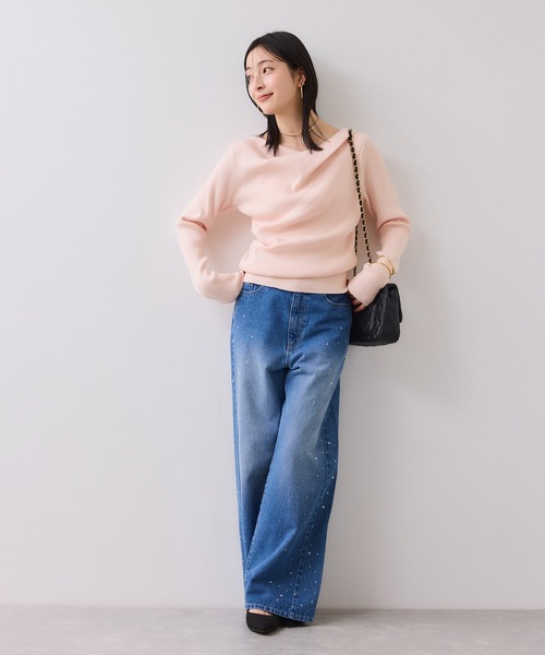 VIS（ビス）の「【美得】もちもちドレープオフショルダーリブニット/イージーケア（ニット/セーター・レディース・ブラック/ピンク/オフホワイト/グレー・FREE）」の18枚目の写真