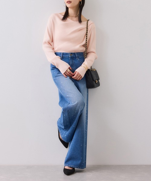 VIS（ビス）の「【美得】もちもちドレープオフショルダーリブニット/イージーケア（ニット/セーター・レディース・ブラック/ピンク/オフホワイト/グレー・FREE）」の19枚目の写真