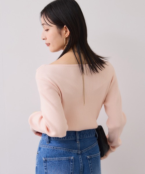 VIS（ビス）の「【美得】もちもちドレープオフショルダーリブニット/イージーケア（ニット/セーター・レディース・ブラック/ピンク/オフホワイト/グレー・FREE）」の16枚目の写真