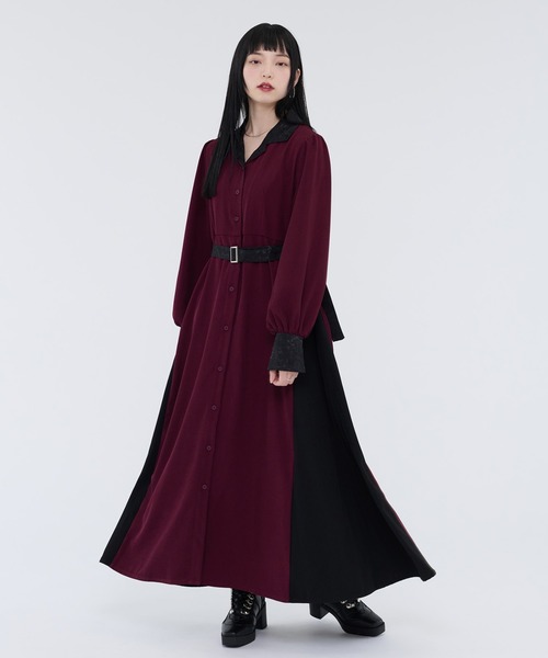 セール】ジャガードベルトツキワンピース（ワンピース）｜Ellno de