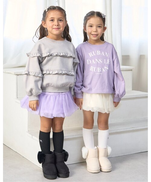 Lycee mine（リセマイン）の「【毛玉バイバイ裏毛】サイドギャザーロゴスウェット（スウェット・キッズ・ラベンダー/ピンク/ライトグレー/アイボリー/サックスブルー・120cm/130cm/110cm/150cm/100cm/140cm）」の13枚目の写真