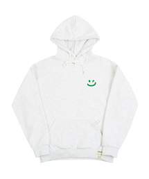 [UNISEX]スモールドローイングスマイルフードティー_メランジホワイト