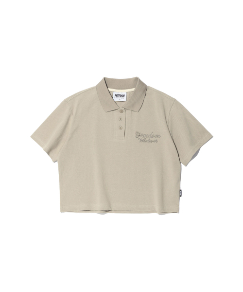 Logopike crop T‑shirt (beige) логотип‑пике укороченная футболка
