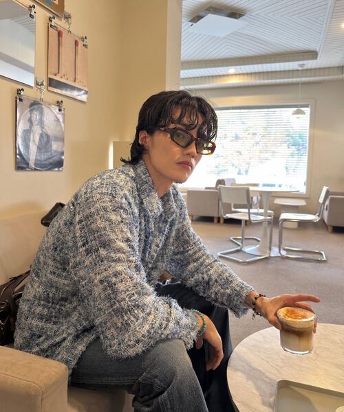 TRIP LE SENS(トリップ ル センス)の「フリンジ&ツイードチェックシャツ_ブルーミックス(シャツ/ブラウス・メンズ・その他・MEDIUM/LARGE)」の3枚目の写真