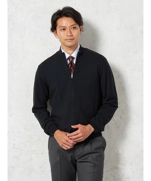 HARUYAMA(ハルヤマ)の「【ウォッシャブル】ニット ファイブミックス フルジップセーター 無地 リッケンバッカーブラック(ニット/セーター・メンズ・ブラウン/ネイビー・M/L/LL)」の2枚目の写真