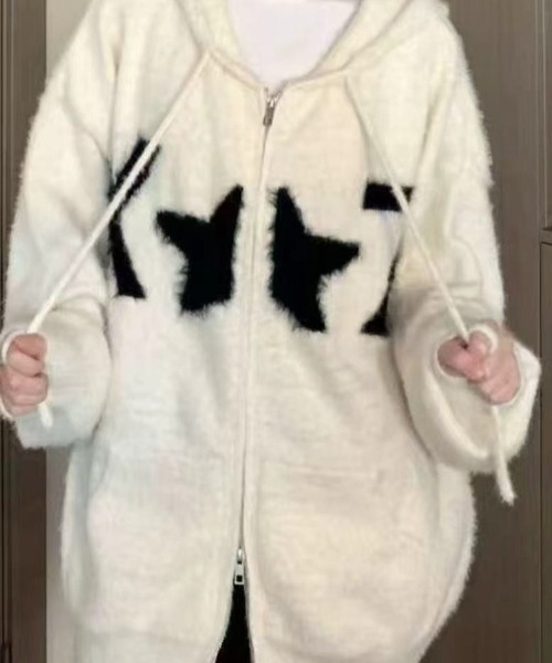 Storm‑chief Double Zip Shaggy Knit Parker — худи с двойной молнией и ворсом