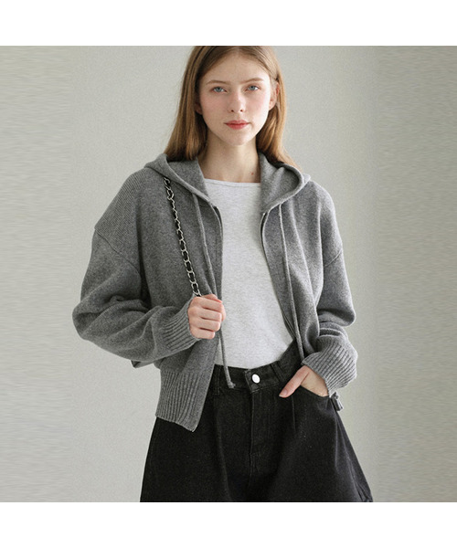 Cozy knit zip-up hoodie