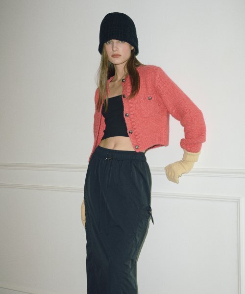 ETMON(エトモン)の「Tweed Pocket Knit Cardigan Coral Pink(カーディガン/ボレロ・レディース・その他・FREE)」の4枚目の写真