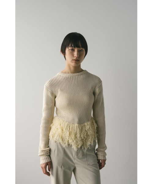 STYLEMIXER（スタイルミキサー）の「チュールフリンジペプラムニット（ニット/セーター・レディース・ブラック系その他/グレー/アイボリー・FREE）」の4枚目の写真