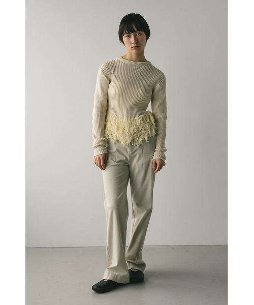 STYLEMIXER（スタイルミキサー）の「チュールフリンジペプラムニット（ニット/セーター・レディース・ブラック系その他/グレー/アイボリー・FREE）」の6枚目の写真