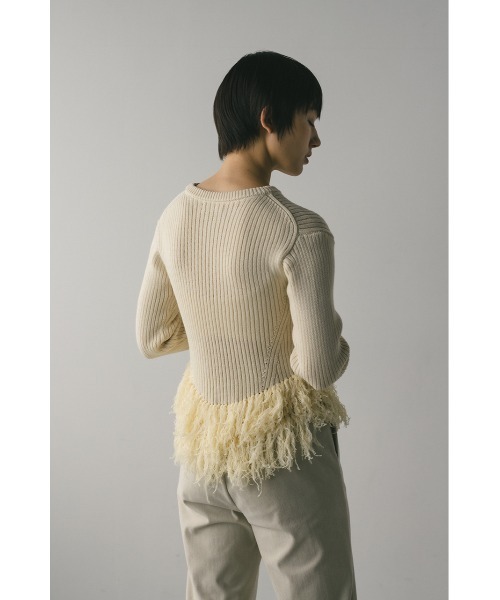 STYLEMIXER（スタイルミキサー）の「チュールフリンジペプラムニット（ニット/セーター・レディース・ブラック系その他/グレー/アイボリー・FREE）」の10枚目の写真