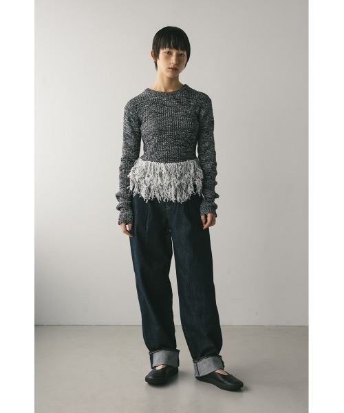 STYLEMIXER（スタイルミキサー）の「チュールフリンジペプラムニット（ニット/セーター・レディース・ブラック系その他/グレー/アイボリー・FREE）」の14枚目の写真