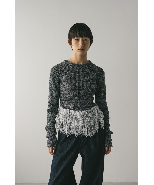 STYLEMIXER（スタイルミキサー）の「チュールフリンジペプラムニット（ニット/セーター・レディース・ブラック系その他/グレー/アイボリー・FREE）」の15枚目の写真