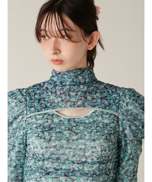 LILY BROWN(リリーブラウン)の「カッティングチュールプリントワンピース(ワンピース・レディース・ベージュ/グリーン/ラベンダー・F)」の10枚目の写真