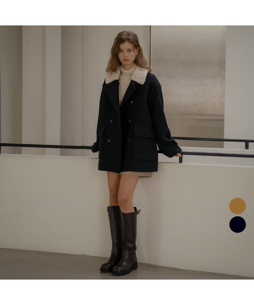 TILL I DIE（ティルアイダイ）の「Detachable fur collar double coat [TIWT02CT01]_2color（チェスターコート・レディース・ネイビー/Beige・FREE）」の2枚目の写真