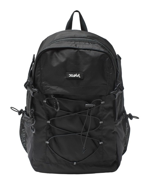 X-girl（エックスガール）の「MILLS LOGO RUBBER PATCH BUNGEE CORD BACKPACK（バックパック/リュック・レディース・ブラック/ベージュ・ONE SIZE）」の4枚目の写真