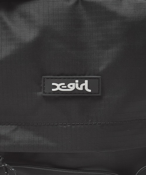 X-girl（エックスガール）の「MILLS LOGO RUBBER PATCH BUNGEE CORD BACKPACK（バックパック/リュック・レディース・ブラック/ベージュ・ONE SIZE）」の7枚目の写真