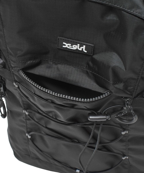 X-girl（エックスガール）の「MILLS LOGO RUBBER PATCH BUNGEE CORD BACKPACK（バックパック/リュック・レディース・ブラック/ベージュ・ONE SIZE）」の14枚目の写真