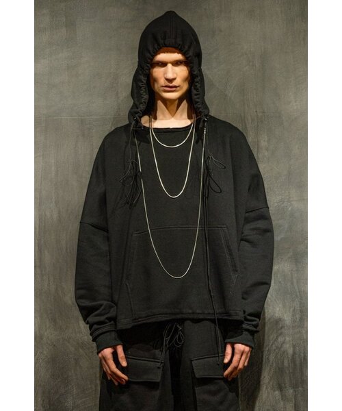 ASPARAGUS(アスパラガス)の「Neckline Zipper Hoodie-BK(パーカー・メンズ・その他・SMALL/MEDIUM/LARGE/X-SMALL)」の1枚目の写真