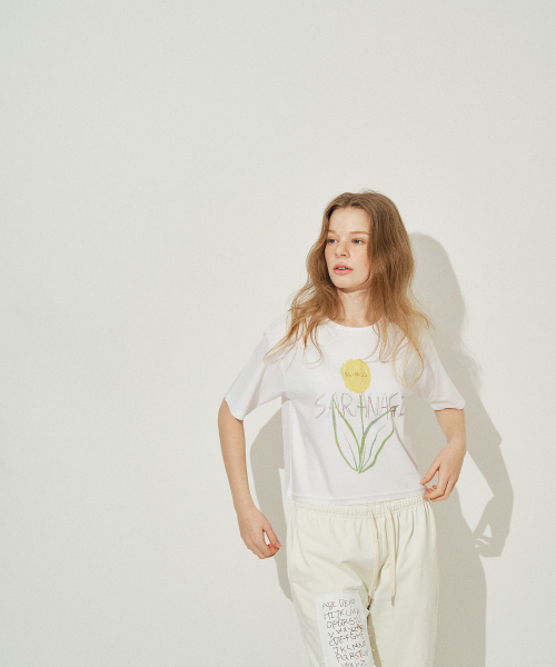 SARANAGI(サラナギ)の「SE0523-CROP T-SHIRT(white)(Tシャツ/カットソー・レディース・ホワイト・FREE)」の4枚目の写真