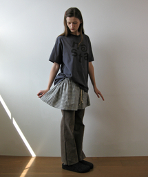 Check layered skirt, black
