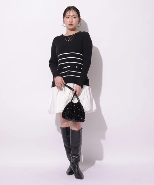 Mystrada(マイストラーダ)の「バルーンドッキングワンピース(ワンピース・レディース・チャコールグレー/ブラック/ホワイト・38/36)」の4枚目の写真