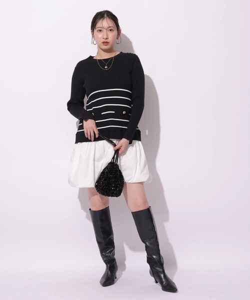 Mystrada(マイストラーダ)の「バルーンドッキングワンピース(ワンピース・レディース・チャコールグレー/ブラック/ホワイト・38/36)」の5枚目の写真