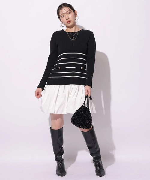 Mystrada(マイストラーダ)の「バルーンドッキングワンピース(ワンピース・レディース・チャコールグレー/ブラック/ホワイト・38/36)」の6枚目の写真