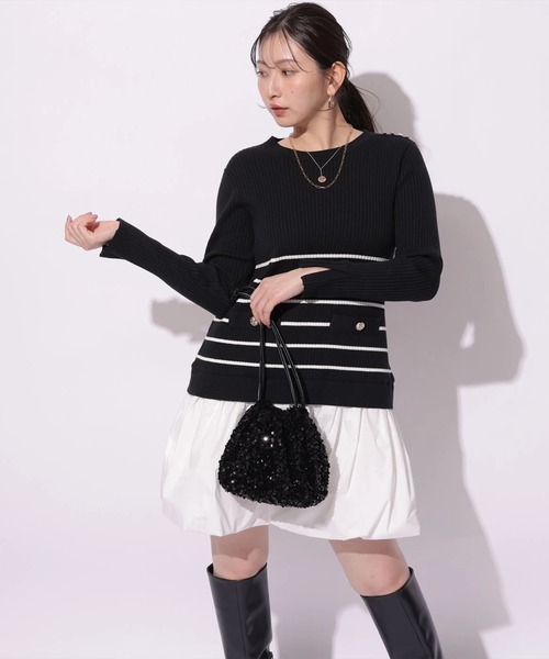 Mystrada(マイストラーダ)の「バルーンドッキングワンピース(ワンピース・レディース・チャコールグレー/ブラック/ホワイト・38/36)」の8枚目の写真