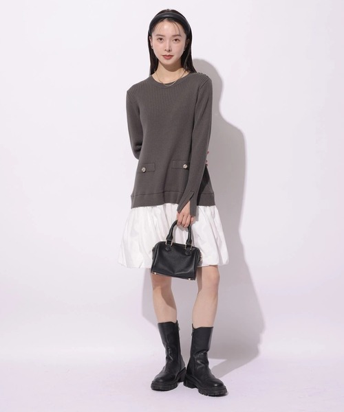 Mystrada(マイストラーダ)の「バルーンドッキングワンピース(ワンピース・レディース・チャコールグレー/ブラック/ホワイト・38/36)」の9枚目の写真