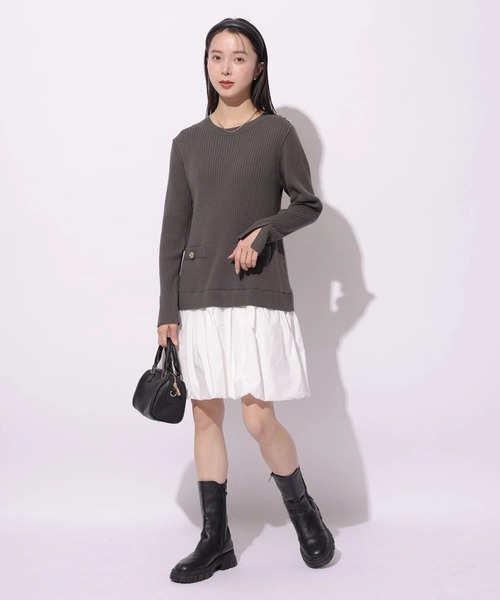 Mystrada(マイストラーダ)の「バルーンドッキングワンピース(ワンピース・レディース・チャコールグレー/ブラック/ホワイト・38/36)」の10枚目の写真