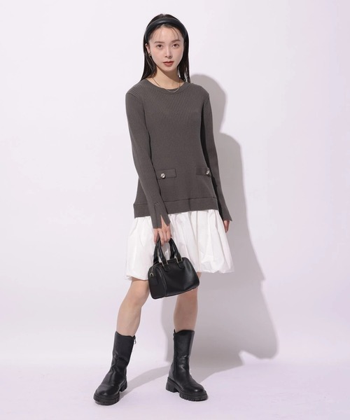 Mystrada(マイストラーダ)の「バルーンドッキングワンピース(ワンピース・レディース・チャコールグレー/ブラック/ホワイト・38/36)」の11枚目の写真