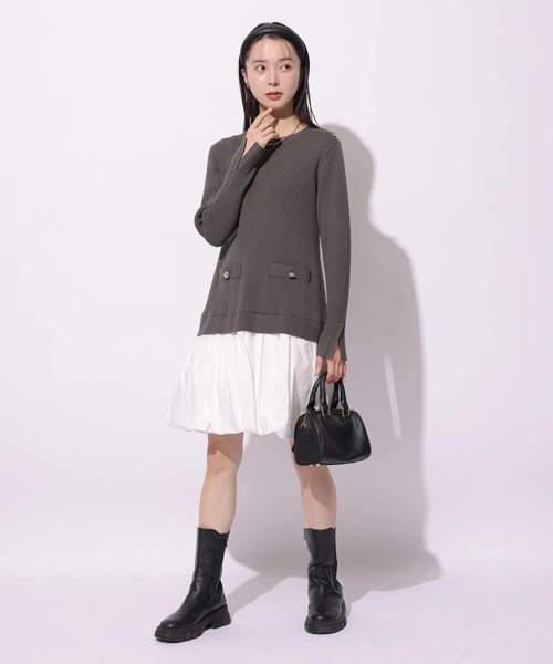 Mystrada(マイストラーダ)の「バルーンドッキングワンピース(ワンピース・レディース・チャコールグレー/ブラック/ホワイト・38/36)」の12枚目の写真
