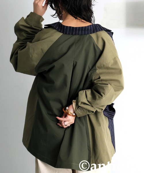 antiqua（アンティカ）の「異素材切り替え ジャケット（テーラードジャケット・レディース・グレー系その他/ネイビー系・ONESIZE）」の10枚目の写真