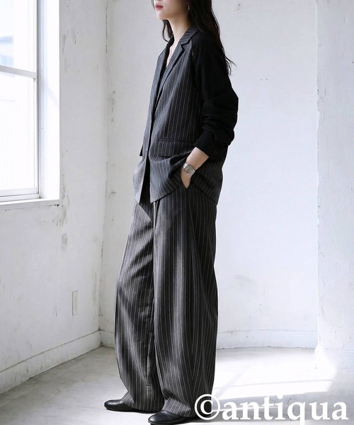 antiqua（アンティカ）の「異素材切り替え ジャケット（テーラードジャケット・レディース・グレー系その他/ネイビー系・ONESIZE）」の6枚目の写真