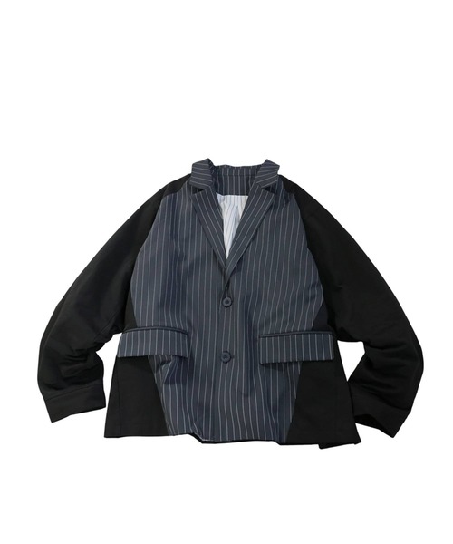 antiqua（アンティカ）の「異素材切り替え ジャケット（テーラードジャケット・レディース・グレー系その他/ネイビー系・ONESIZE）」の12枚目の写真