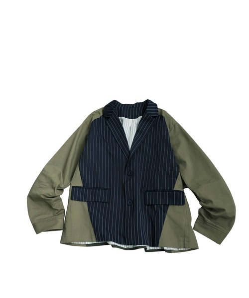 antiqua（アンティカ）の「異素材切り替え ジャケット（テーラードジャケット・レディース・グレー系その他/ネイビー系・ONESIZE）」の13枚目の写真