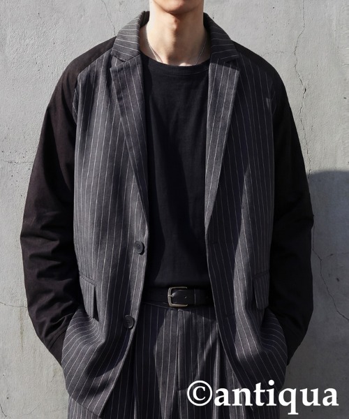 antiqua（アンティカ）の「異素材切り替え ジャケット（テーラードジャケット・レディース・グレー系その他/ネイビー系・ONESIZE）」の20枚目の写真