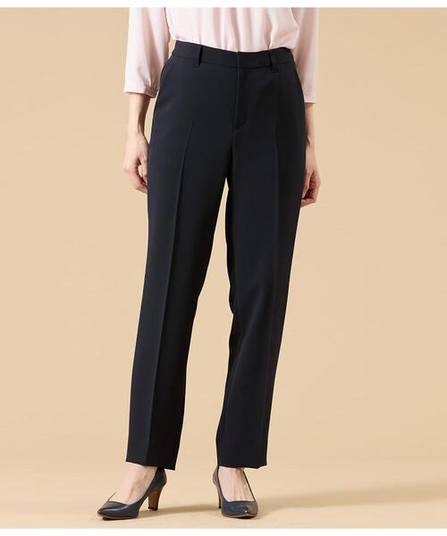 NEWYORKER（ニューヨーカー）の「【ウォッシャブル】シルキークロス クロップドテーパードパンツ（スラックス・レディース・ネイビー・11号/9号）」の2枚目の写真