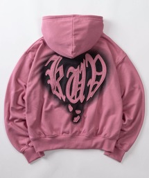 SlashDate（スラッシュデイト）の「【82】スプレーハートロゴ ショート丈 ジップパーカー/ワンポイント刺繍/裏毛/ダブルジップ/メンズ/レディース/ユニセックス（パーカー）」