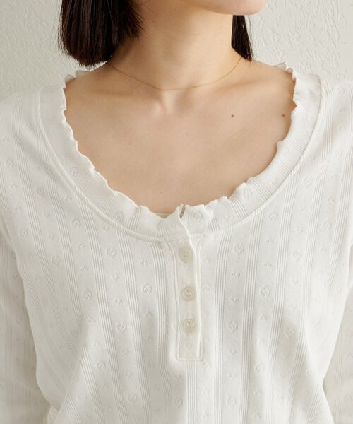 Omekashi(オメカシ)の「針抜きロングTシャツ(Tシャツ/カットソー・レディース・オフホワイト/ブラック/ライトグレー・FREE)」の19枚目の写真