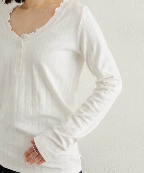 Omekashi(オメカシ)の「針抜きロングTシャツ(Tシャツ/カットソー・レディース・オフホワイト/ブラック/ライトグレー・FREE)」の21枚目の写真