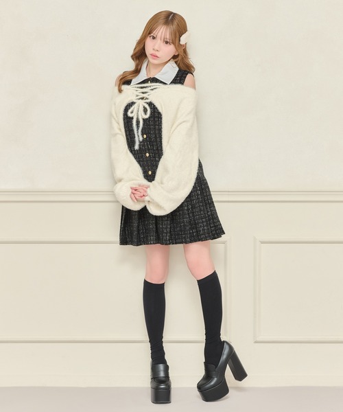 apres jour（アプレジュール）の「2WAYショートボレロ（カーディガン/ボレロ・レディース・ブラック/オフホワイト・フリー/X-LARGE）」の15枚目の写真