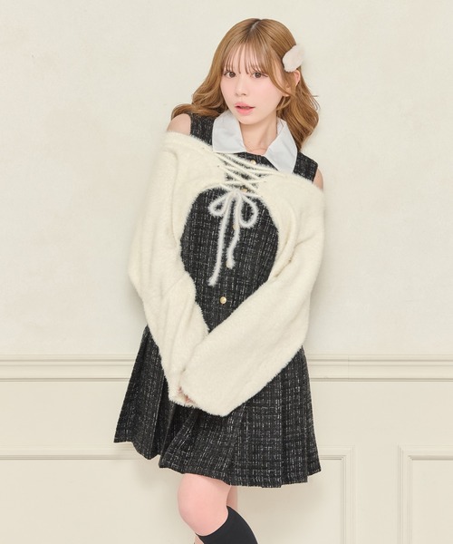 apres jour（アプレジュール）の「2WAYショートボレロ（カーディガン/ボレロ・レディース・ブラック/オフホワイト・フリー/X-LARGE）」の13枚目の写真