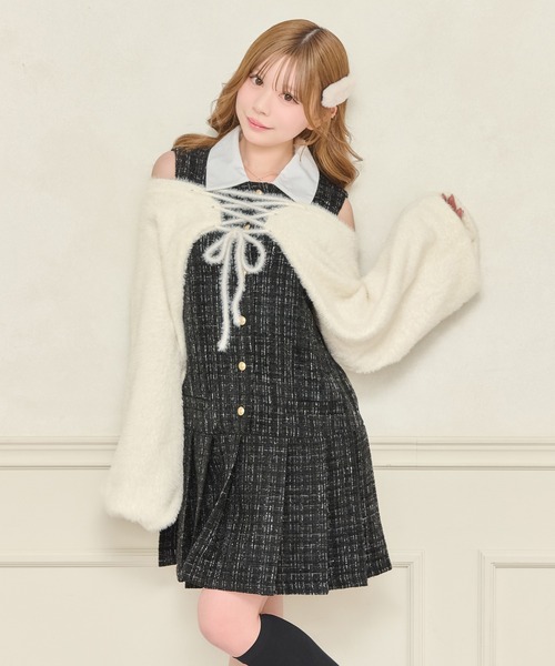 apres jour（アプレジュール）の「2WAYショートボレロ（カーディガン/ボレロ・レディース・ブラック/オフホワイト・フリー/X-LARGE）」の14枚目の写真