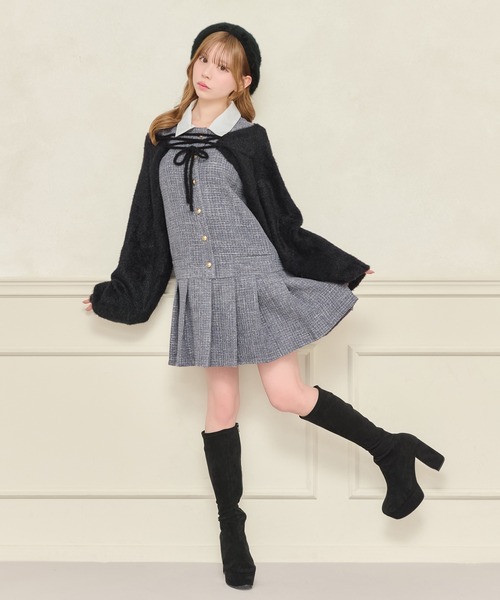 apres jour（アプレジュール）の「2WAYショートボレロ（カーディガン/ボレロ・レディース・ブラック/オフホワイト・フリー/X-LARGE）」の5枚目の写真