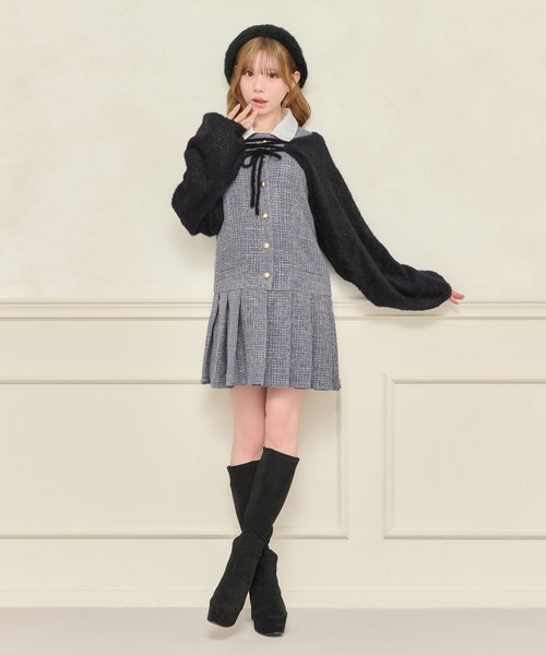 apres jour（アプレジュール）の「2WAYショートボレロ（カーディガン/ボレロ・レディース・ブラック/オフホワイト・フリー/X-LARGE）」の7枚目の写真