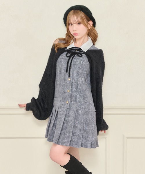 apres jour（アプレジュール）の「2WAYショートボレロ（カーディガン/ボレロ・レディース・ブラック/オフホワイト・フリー/X-LARGE）」の4枚目の写真